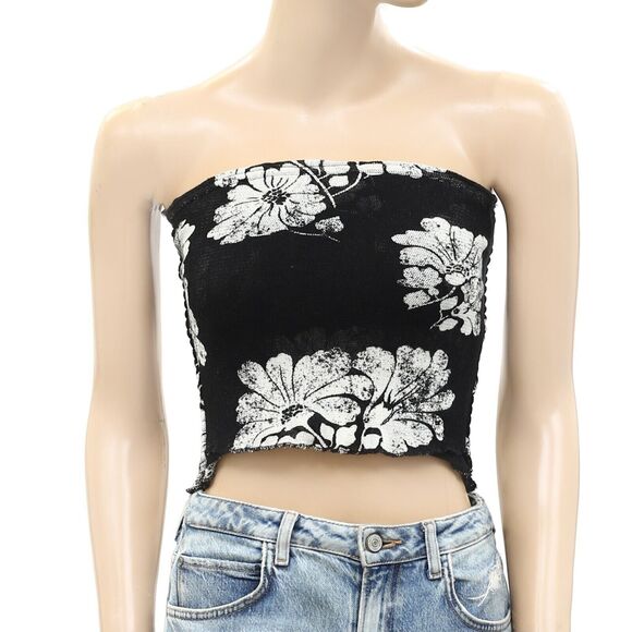 Free People Poppy Tube Blouse Top Strapless Floral Smocked Ruffle S NWT 280685 - Picture 5 of 7